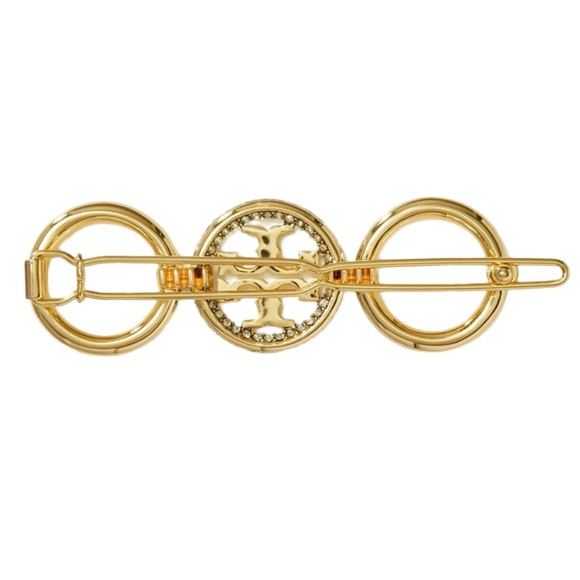 TORY BURCH • Gold Miller Crystal Barrette Hair Pin - Picture 4 of 5